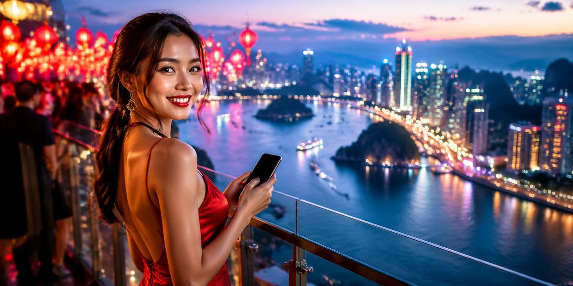 Du khách tại Vịnh Hạ Long sử dụng điện thoại xem ưu đãi cá cược theo mùa hè