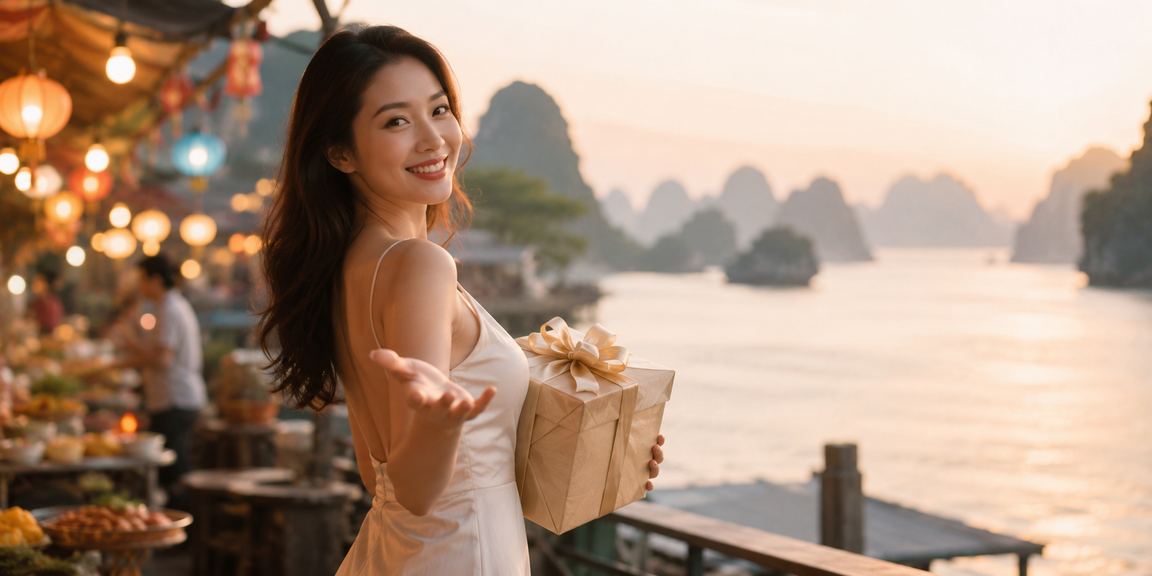 Khung cảnh Vịnh Hạ Long về đêm với chợ đêm và ưu đãi VIP dành cho người dùng a7v